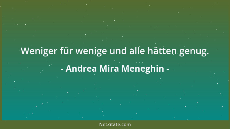 Andrea Mira Meneghin - Weniger für wenige und alle hätten genug....