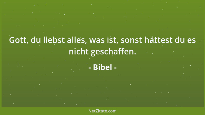 Bibel - Gott, du liebst alles, was ist, sonst hättest du es nicht geschaffen....