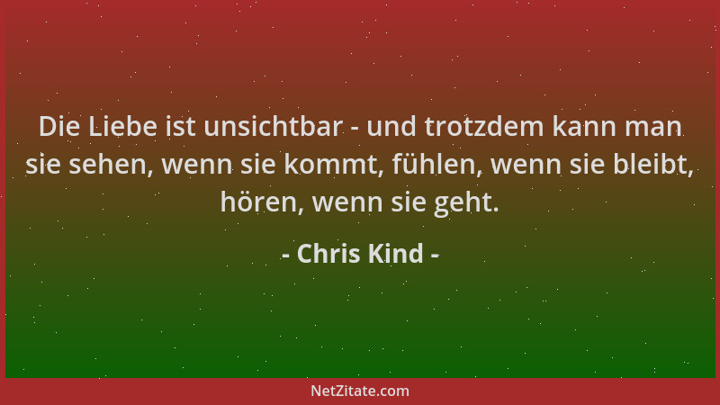 Chris Kind - Die Liebe ist unsichtbar - und trotzdem kann man sie sehen, wenn sie kommt, fühlen, wenn sie bleibt, hören, we...