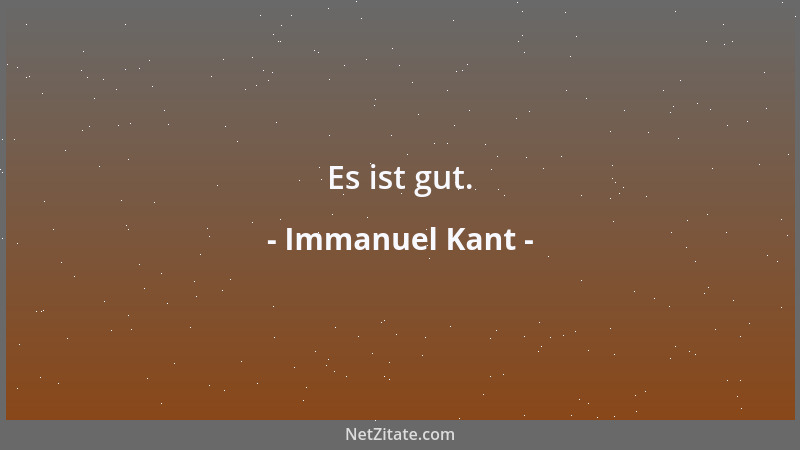 Immanuel Kant - Es ist gut....