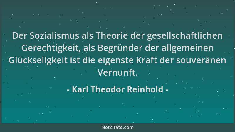 Karl Theodor Reinhold - Der Sozialismus als Theorie der gesellschaftlichen Gerechtigkeit, als Begründer der allgemeinen Glü...