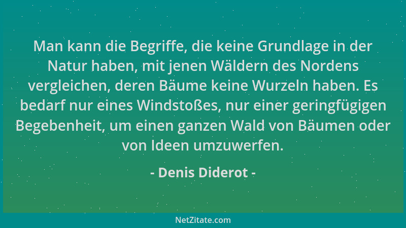 Denis Diderot - Man kann die Begriffe, die keine Grundlage in der Natur haben, mit jenen Wäldern des Nordens vergleichen, d...