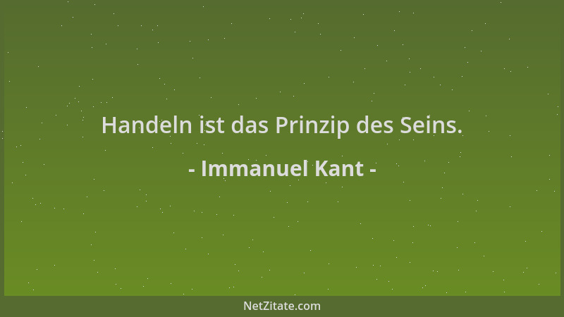 Immanuel Kant - Handeln ist das Prinzip des Seins....