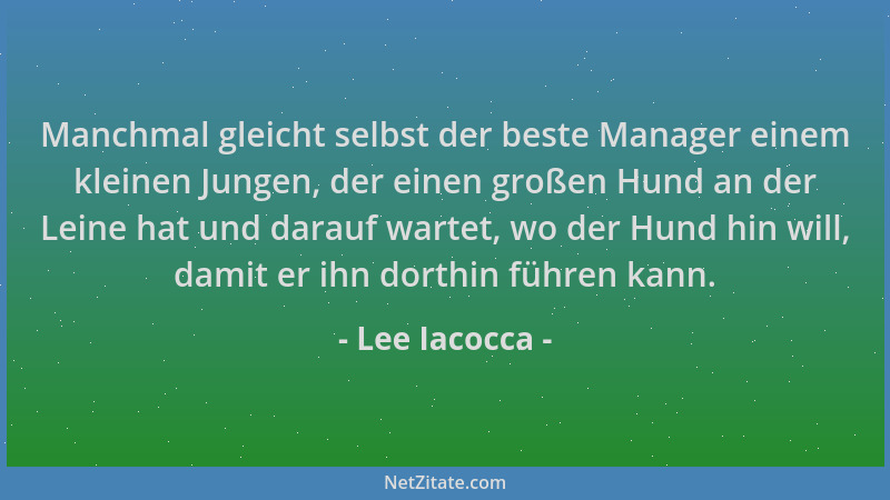 Lee Iacocca - Manchmal gleicht selbst der beste Manager einem kleinen Jungen, der einen großen Hund an der Leine hat und da...