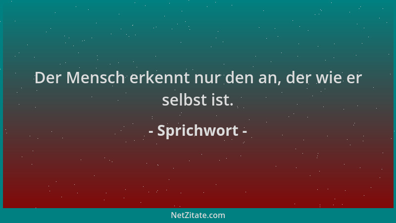 Sprichwort - Der Mensch erkennt nur den an, der wie er selbst ist....