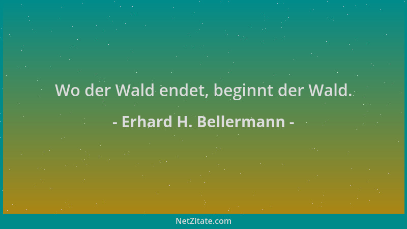 Erhard H. Bellermann - Wo der Wald endet, beginnt der Wald....