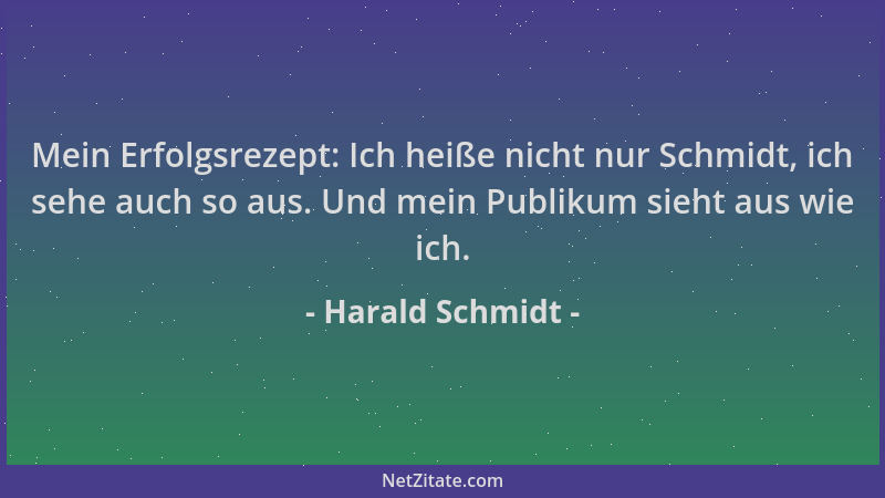 Harald Schmidt - Mein Erfolgsrezept: Ich heiße nicht nur Schmidt, ich sehe auch so aus. Und mein Publikum sieht aus wie ich...