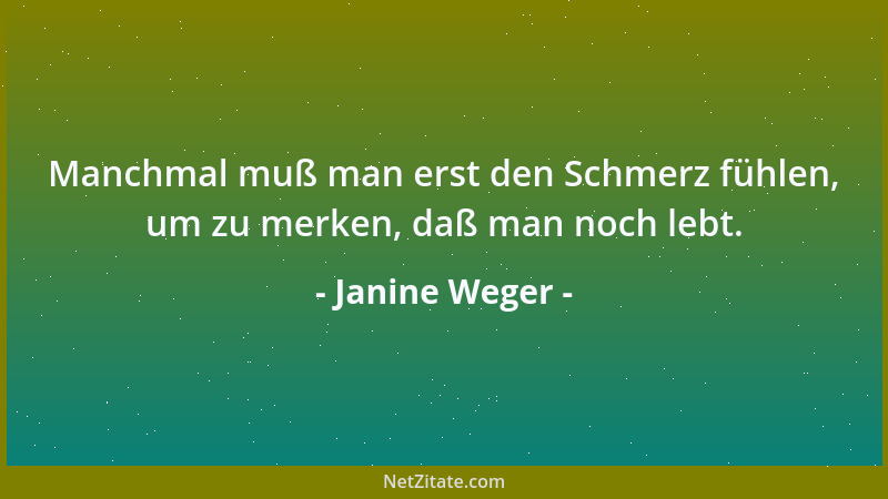 Janine Weger - Manchmal muß man erst den Schmerz fühlen, um zu merken, daß man noch lebt....