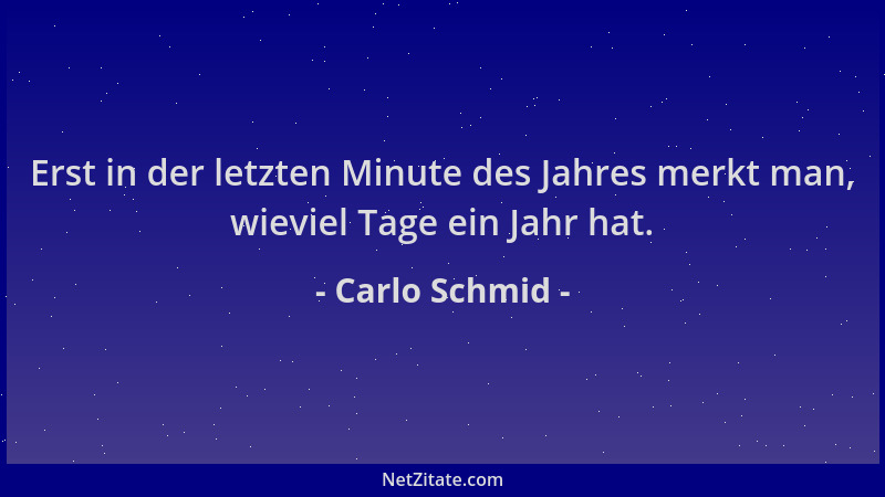 Carlo Schmid - Erst in der letzten Minute des Jahres merkt man, wieviel Tage ein Jahr hat....