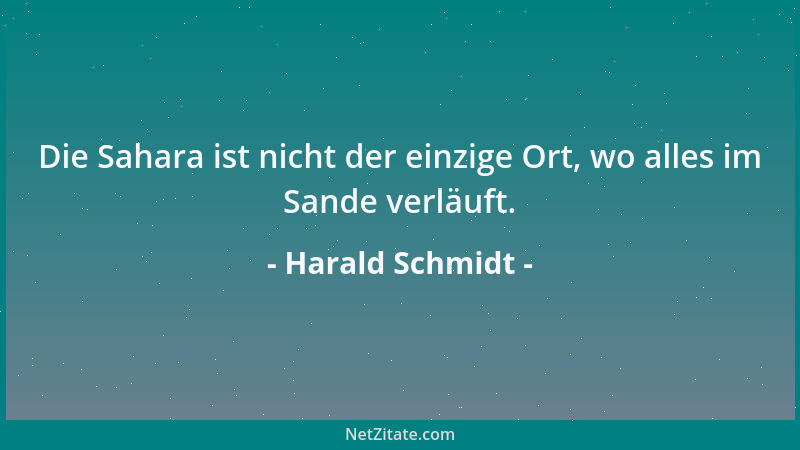 Harald Schmidt - Die Sahara ist nicht der einzige Ort, wo alles im Sande verläuft....