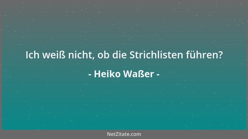 Heiko Waßer - Ich weiß nicht, ob die Strichlisten führen?...