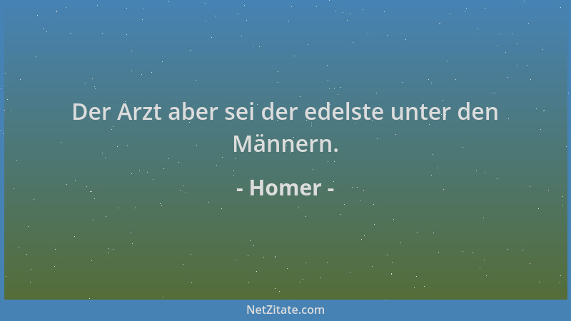 Homer - Der Arzt aber sei der edelste unter den Männern....