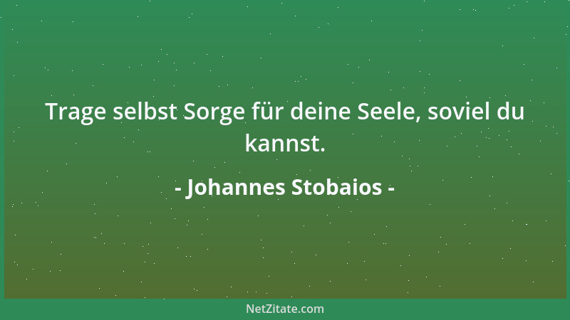 Johannes Stobaios - Trage selbst Sorge für deine Seele, soviel du kannst....