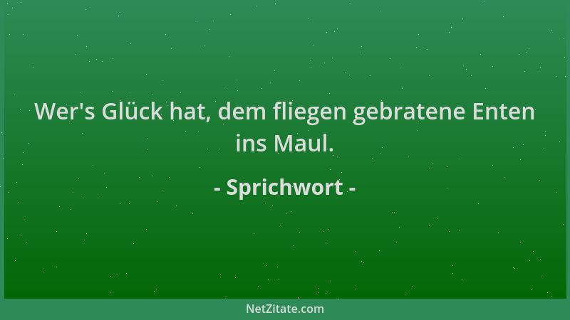 Sprichwort - Wer 's Glück hat, dem fliegen gebratene Enten ins Maul....