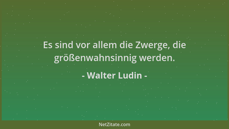 Walter Ludin - Es sind vor allem die Zwerge, die größenwahnsinnig werden....