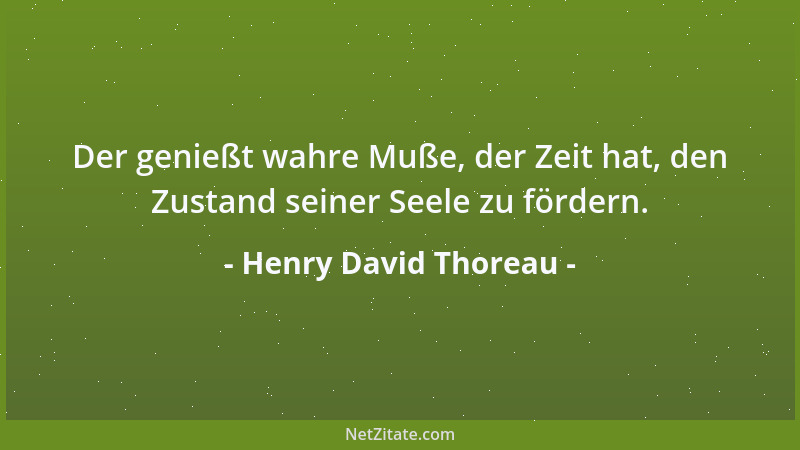 Henry David Thoreau - Der genießt wahre Muße, der Zeit hat, den Zustand seiner Seele zu fördern....