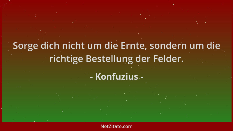 Konfuzius - Sorge dich nicht um die Ernte, sondern um die richtige Bestellung der Felder....
