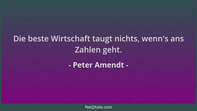 Peter Amendt - Die beste Wirtschaft taugt nichts, wenn 's ans Zahlen geht....