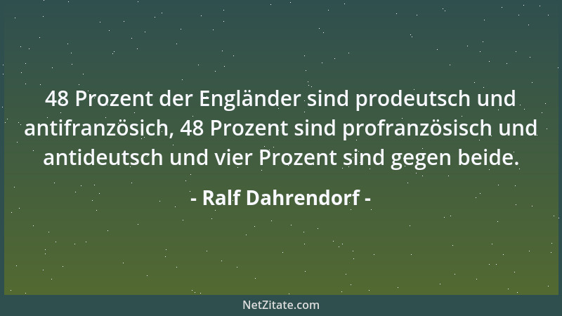 Ralf Dahrendorf - 48 Prozent der Engländer sind prodeutsch und antifranzösich, 48 Prozent sind profranzösisch und antideuts...