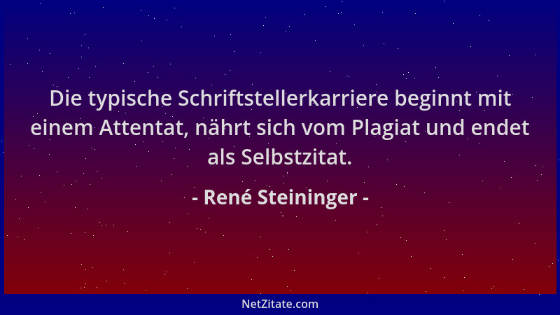 René Steininger - Die typische Schriftstellerkarriere beginnt mit einem Attentat, nährt sich vom Plagiat und endet als Selb...