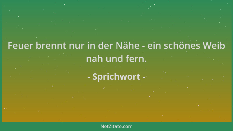 Sprichwort - Feuer brennt nur in der Nähe - ein schönes Weib nah und fern....