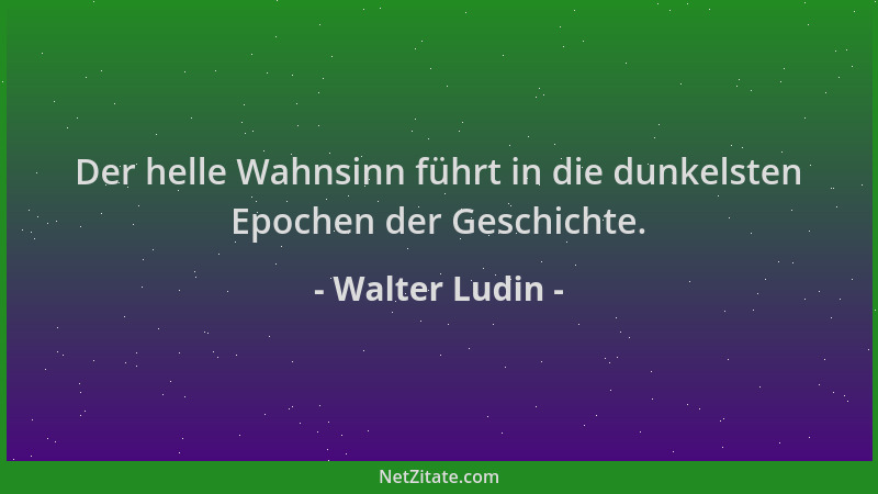Walter Ludin - Der helle Wahnsinn führt in die dunkelsten Epochen der Geschichte....