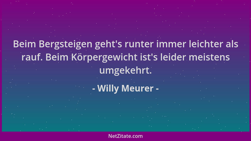 Willy Meurer - Beim Bergsteigen geht 's runter immer leichter als rauf. Beim Körpergewicht ist 's leider meistens umgekehrt....