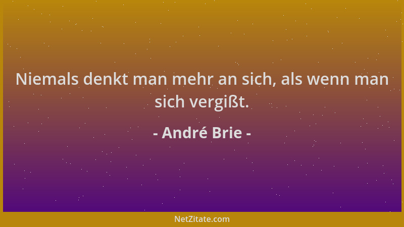 André Brie - Niemals denkt man mehr an sich, als wenn man sich vergißt....