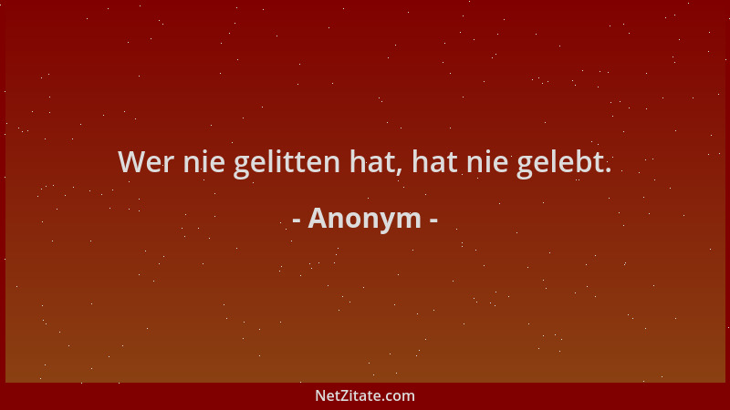 Anonym - Wer nie gelitten hat, hat nie gelebt....