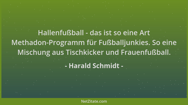 Harald Schmidt - Hallenfußball - das ist so eine Art Methadon-Programm für Fußballjunkies. So eine Mischung aus Tischkicker...