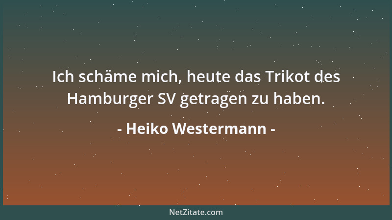 Heiko Westermann - Ich schäme mich, heute das Trikot des Hamburger SV getragen zu haben....
