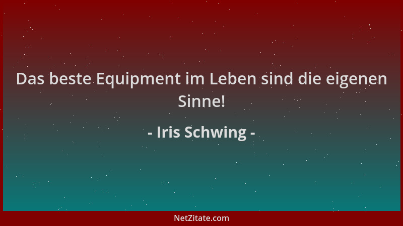 Iris Schwing - Das beste Equipment im Leben sind die eigenen Sinne!...
