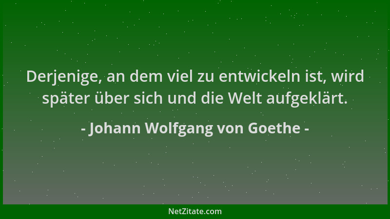 Johann Wolfgang von Goethe - Derjenige, an dem viel zu entwickeln ist, wird später über sich und die Welt aufgeklärt....
