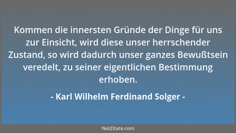 Karl Wilhelm Ferdinand Solger - Es gibt einen Zustand, worin der Mensch von einer besonderen Vorstellung blindlings hingeri...