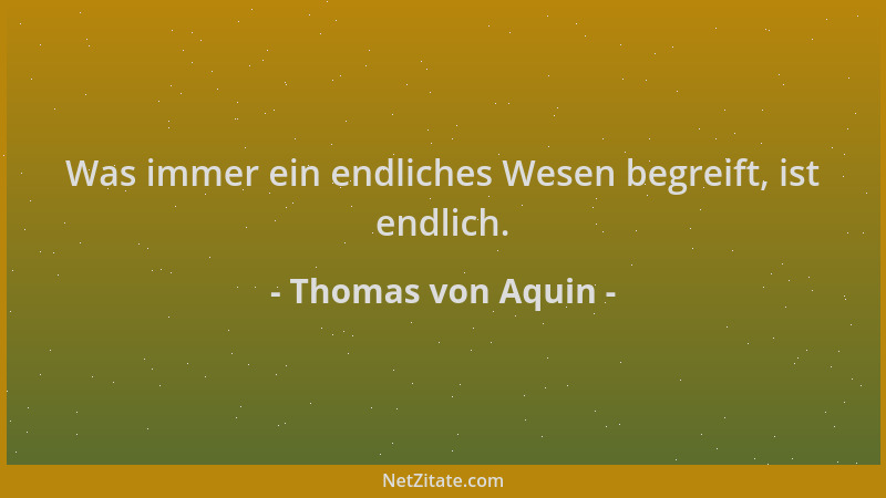Thomas von Aquin - Was immer ein endliches Wesen begreift, ist endlich....