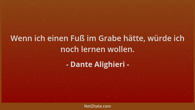 Dante Alighieri - Wenn ich einen Fuß im Grabe hätte, würde ich noch lernen wollen....