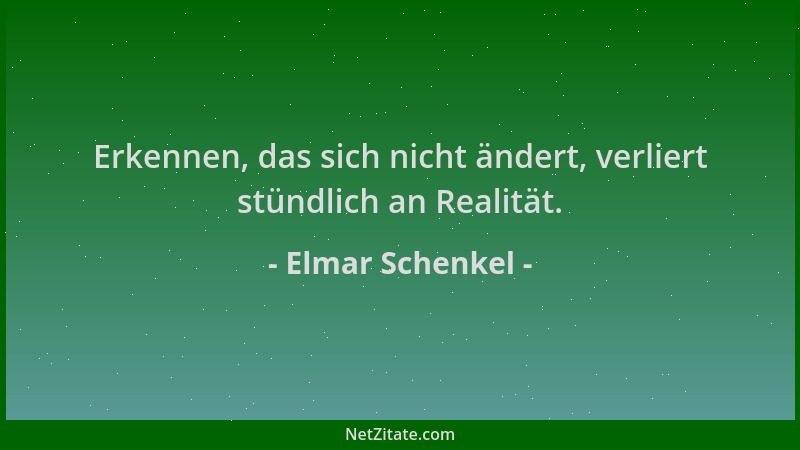 Elmar Schenkel - Erkennen, das sich nicht ändert, verliert stündlich an Realität....