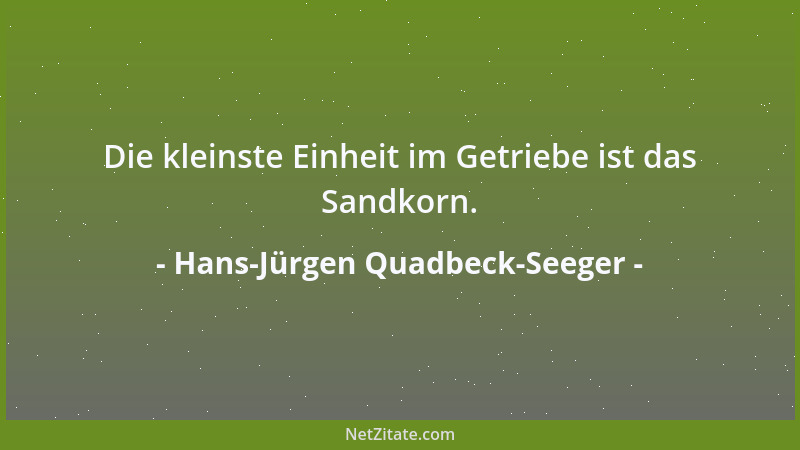 Hans-Jürgen Quadbeck-Seeger - Die kleinste Einheit im Getriebe ist das Sandkorn....