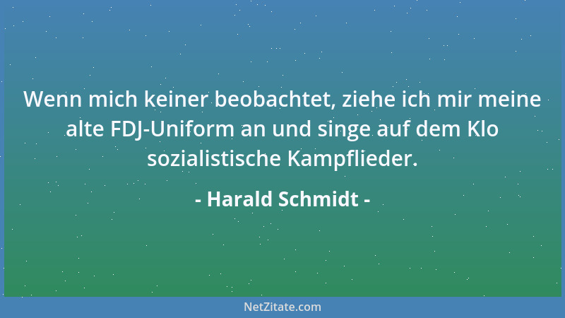 Harald Schmidt - Wenn mich keiner beobachtet, ziehe ich mir meine alte FDJ-Uniform an und singe auf dem Klo sozialistische...