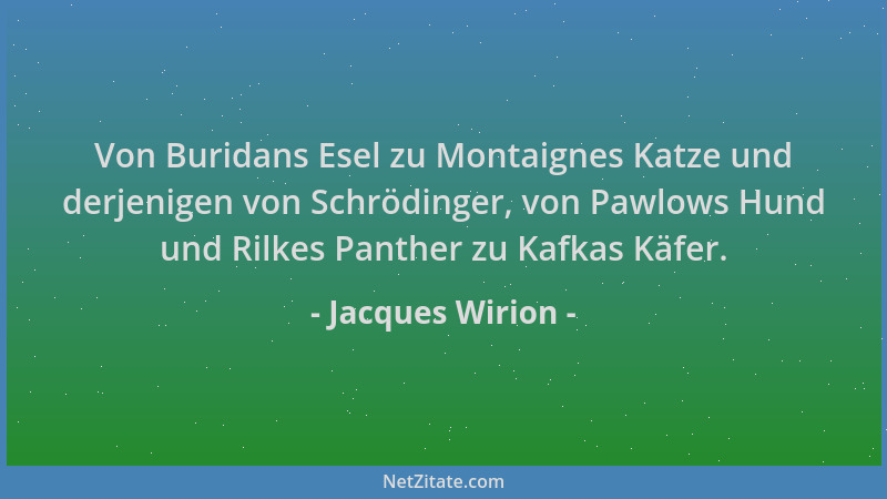 Jacques Wirion - Von Buridans Esel zu Montaignes Katze und derjenigen von Schrödinger, von Pawlows Hund und Rilkes Panther...