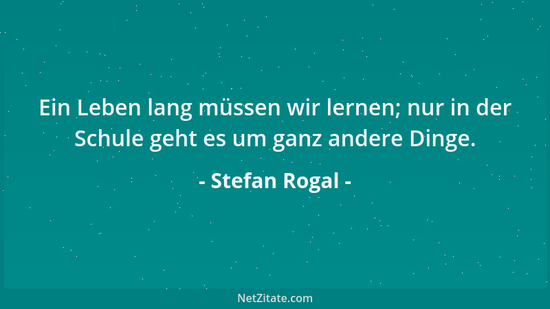Stefan Rogal - Ein Leben lang müssen wir lernen; nur in der Schule geht es um ganz andere Dinge....