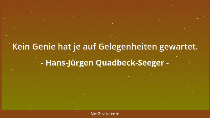 Hans-Jürgen Quadbeck-Seeger - Kein Genie hat je auf Gelegenheiten gewartet....