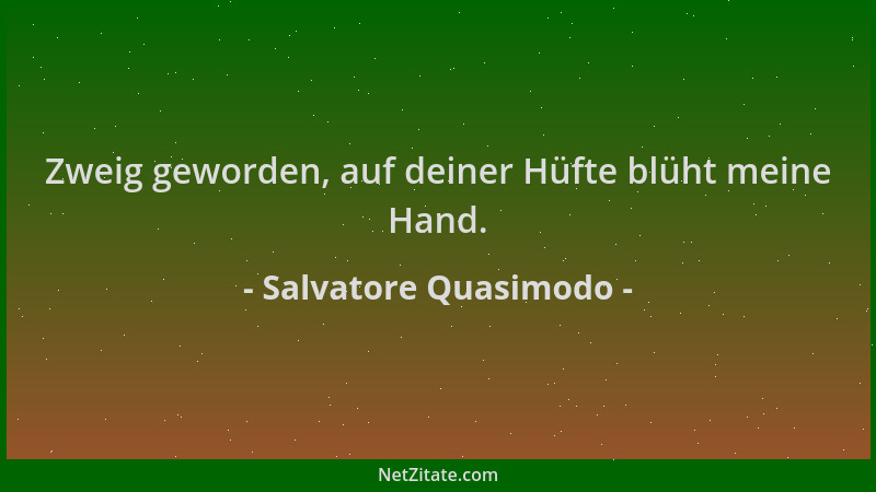 Salvatore Quasimodo - Zweig geworden, auf deiner Hüfte blüht meine Hand....