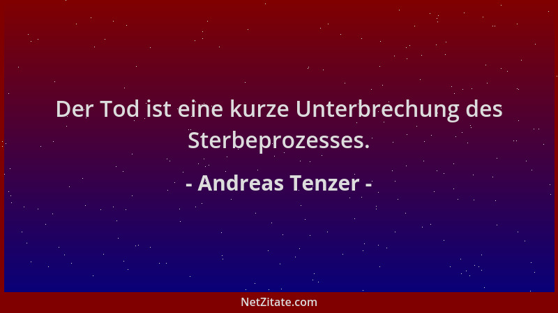 Andreas Tenzer - Der Tod ist eine kurze Unterbrechung des Sterbeprozesses....