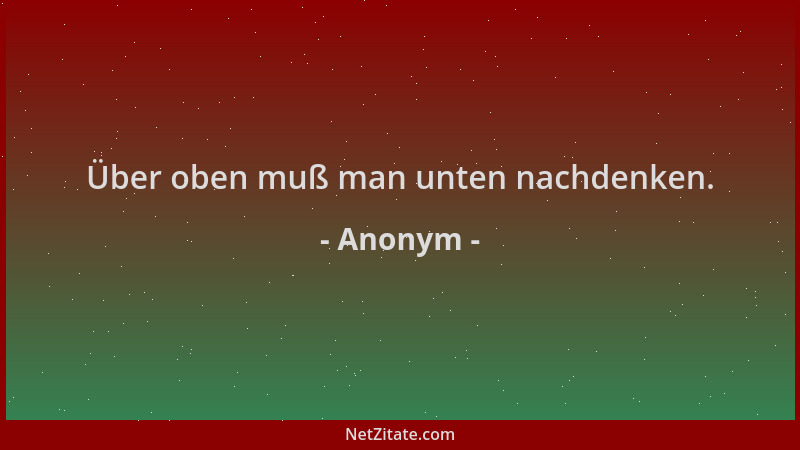 Anonym - Über oben muß man unten nachdenken....
