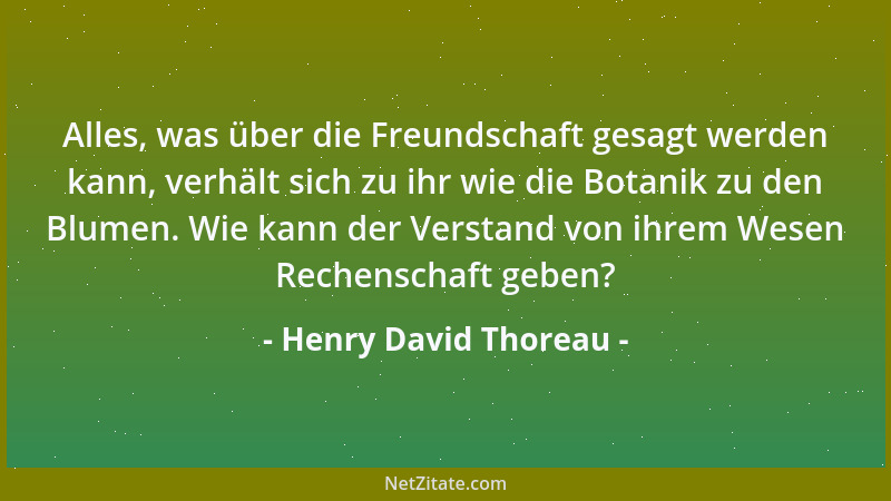 Henry David Thoreau - Alles, was über die Freundschaft gesagt werden kann, verhält sich zu ihr wie die Botanik zu den Blume...