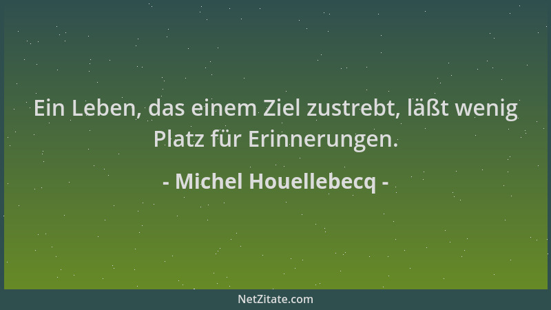 Michel Houellebecq - Ein Leben, das einem Ziel zustrebt, läßt wenig Platz für Erinnerungen....