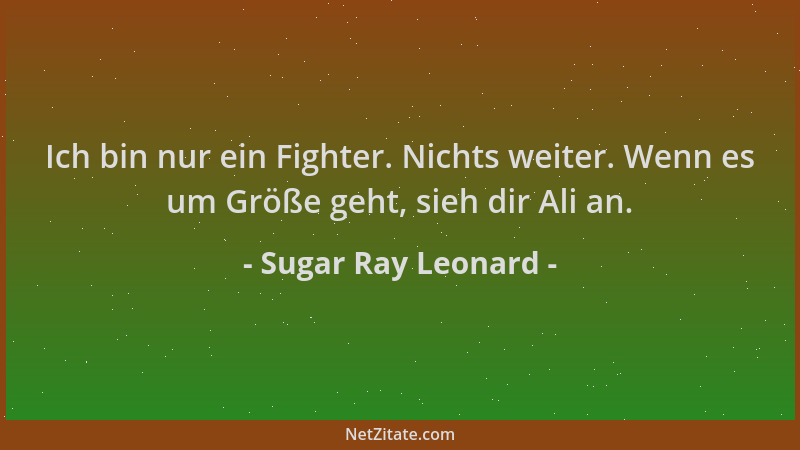 Sugar Ray Leonard - Ich bin nur ein Fighter. Nichts weiter. Wenn es um Größe geht, sieh dir Ali an....