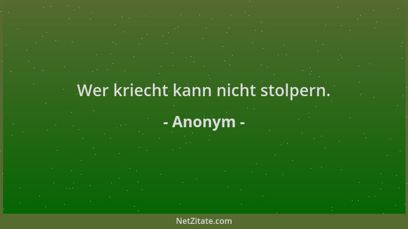 Anonym - Wer kriecht kann nicht stolpern....