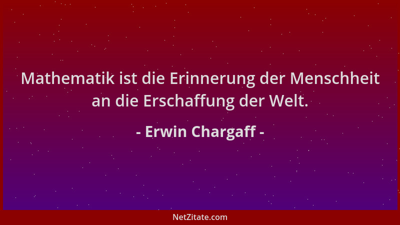 Erwin Chargaff - Mathematik ist die Erinnerung der Menschheit an die Erschaffung der Welt....